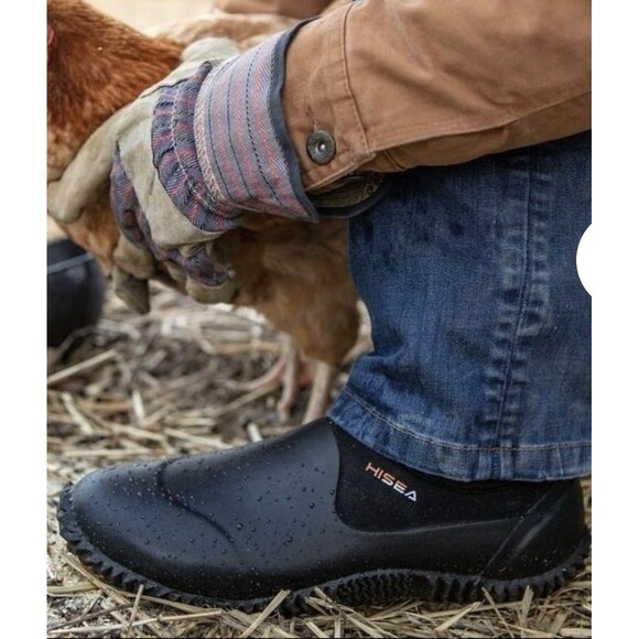 HISEA Unisex Garden Shoes Waterproof Anti-Slip Ankle Farm Yard Rubber Rain Boot